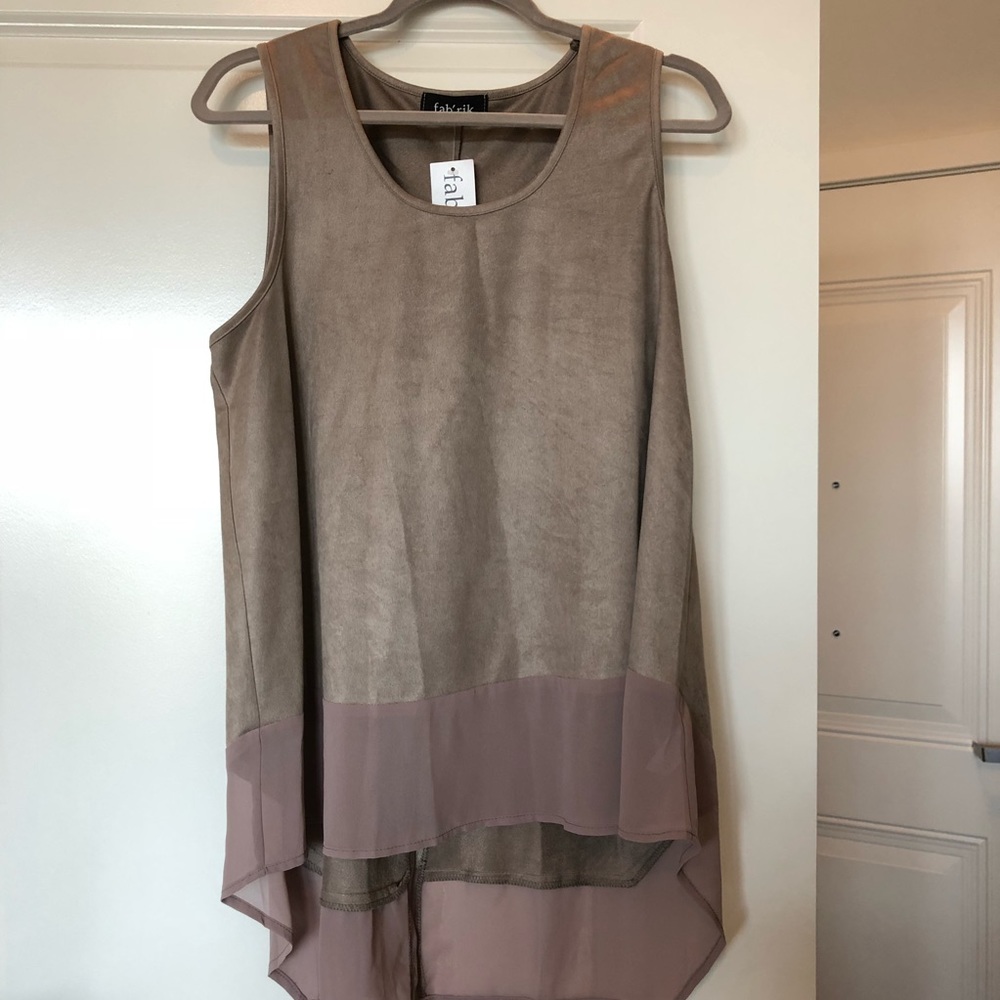 NWT Fab’rik Suede and Sheer Tank